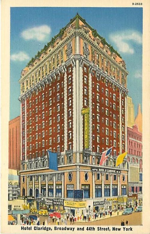 Hotel Claridge, Lucky Luciano, Salvatore Luciana, Meyer Lansky, Frank Costello, 1500 Broadway, Bugsy Segal, Salvatore Maranzano, Joe Masseria, Joe The Boss Masseria, Giuseppe Masseria, Prohibition, Rum Running, Arnold Rothstein, The Brain of Broadway, Broadway, Stork Club, Silver Slipper, 21 Club, Scotch, Broadway Mob, Last Testament of Lucky Luciano, Rector’s, 1500 Broadway, 44th Street, prohibition, Speakeasies, 