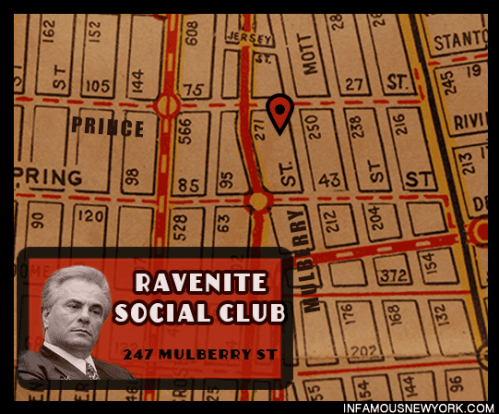 John Gotti used the Ravenite Social Club at 247 Mulberry Street as his headquarters after becoming Gambino Family boss.